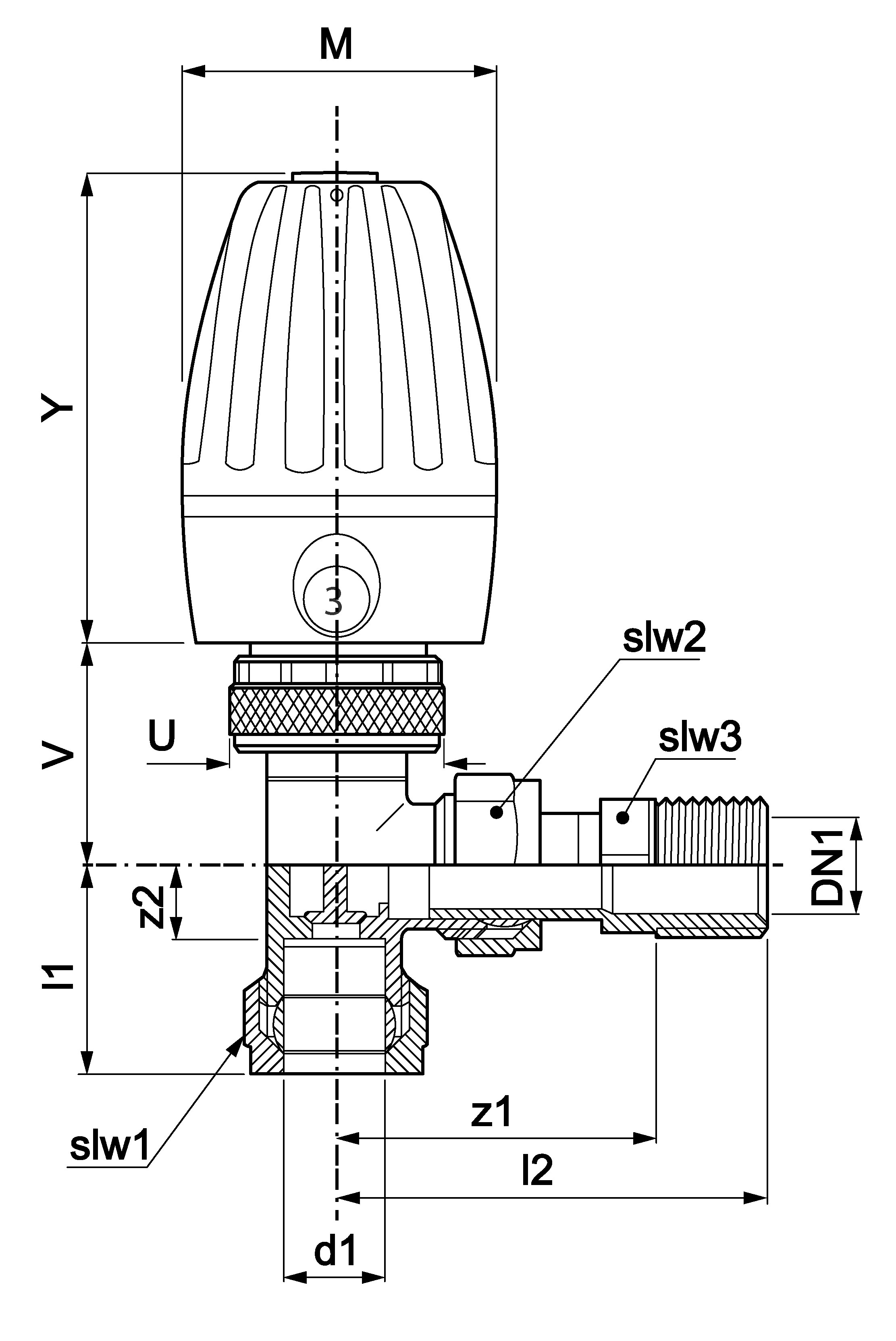 angle pattern thermostatic radiator valve
